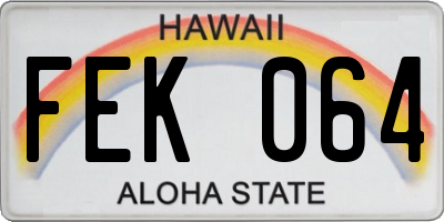 HI license plate FEK064