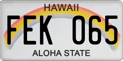 HI license plate FEK065