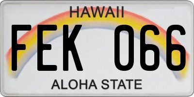 HI license plate FEK066