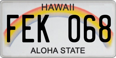 HI license plate FEK068