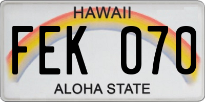 HI license plate FEK070