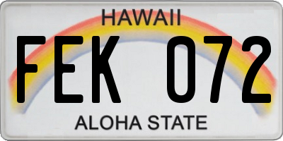 HI license plate FEK072