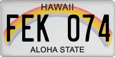 HI license plate FEK074