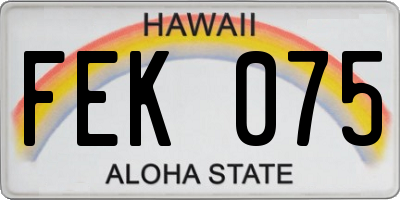 HI license plate FEK075