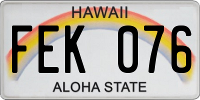 HI license plate FEK076