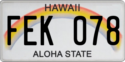 HI license plate FEK078