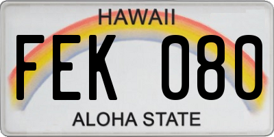 HI license plate FEK080