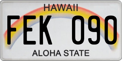 HI license plate FEK090