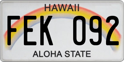 HI license plate FEK092