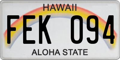 HI license plate FEK094