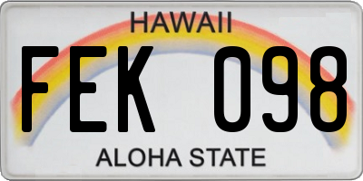 HI license plate FEK098