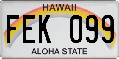 HI license plate FEK099