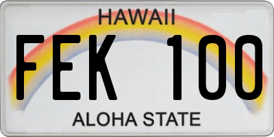 HI license plate FEK100