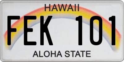 HI license plate FEK101