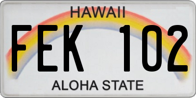 HI license plate FEK102