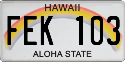 HI license plate FEK103