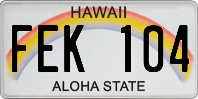 HI license plate FEK104