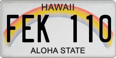 HI license plate FEK110