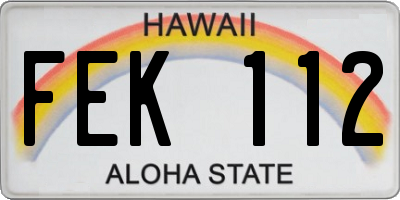 HI license plate FEK112