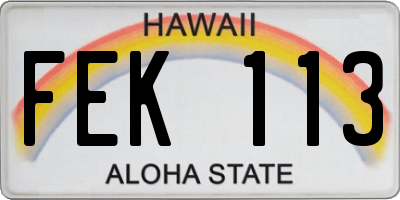 HI license plate FEK113