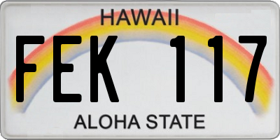 HI license plate FEK117