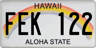 HI license plate FEK122