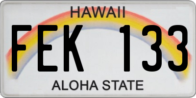 HI license plate FEK133