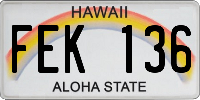 HI license plate FEK136