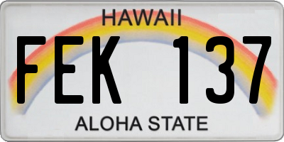 HI license plate FEK137