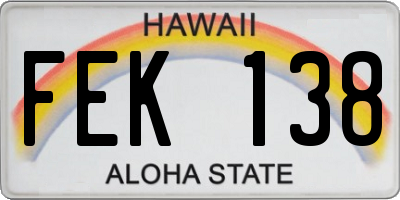HI license plate FEK138