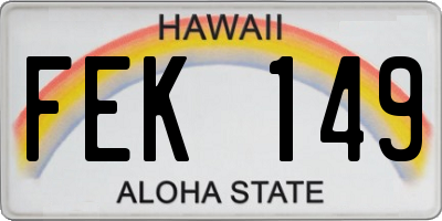 HI license plate FEK149