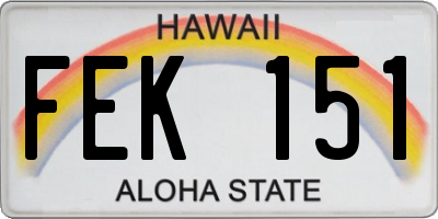 HI license plate FEK151