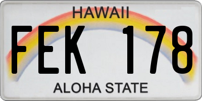 HI license plate FEK178