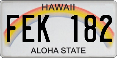 HI license plate FEK182