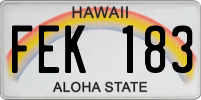 HI license plate FEK183