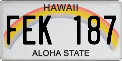 HI license plate FEK187