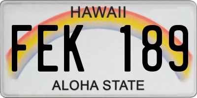HI license plate FEK189