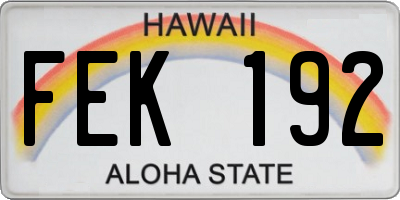HI license plate FEK192