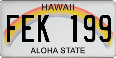 HI license plate FEK199