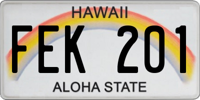 HI license plate FEK201
