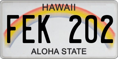 HI license plate FEK202