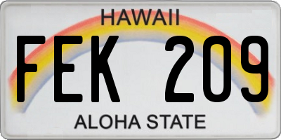 HI license plate FEK209