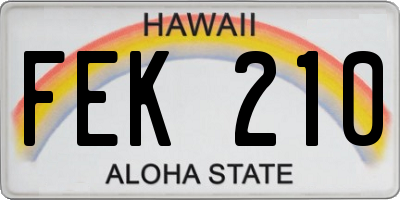 HI license plate FEK210