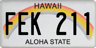 HI license plate FEK211
