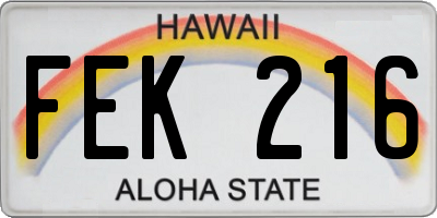 HI license plate FEK216