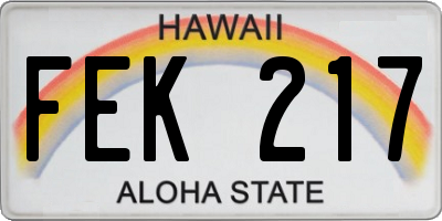 HI license plate FEK217