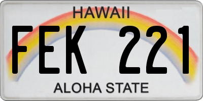 HI license plate FEK221