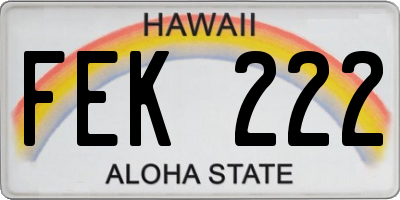 HI license plate FEK222