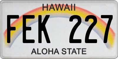 HI license plate FEK227