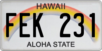 HI license plate FEK231